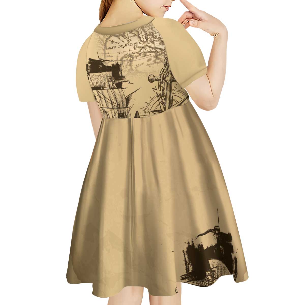 Gulf Of Mexico Vintage Map Est.1550 Kid Short Sleeve Dress