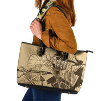 Gulf Of Mexico Vintage Map Est.1550 Leather Tote Bag