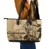 Gulf Of Mexico Vintage Map Est.1550 Leather Tote Bag