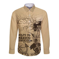 Gulf Of Mexico Vintage Map Est.1550 Long Sleeve Button Shirt