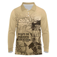 Gulf Of Mexico Vintage Map Est.1550 Long Sleeve Polo Shirt