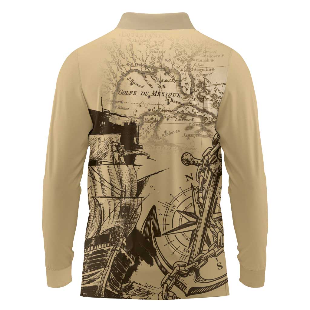 Gulf Of Mexico Vintage Map Est.1550 Long Sleeve Polo Shirt