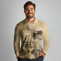 Gulf Of Mexico Vintage Map Est.1550 Long Sleeve Polo Shirt