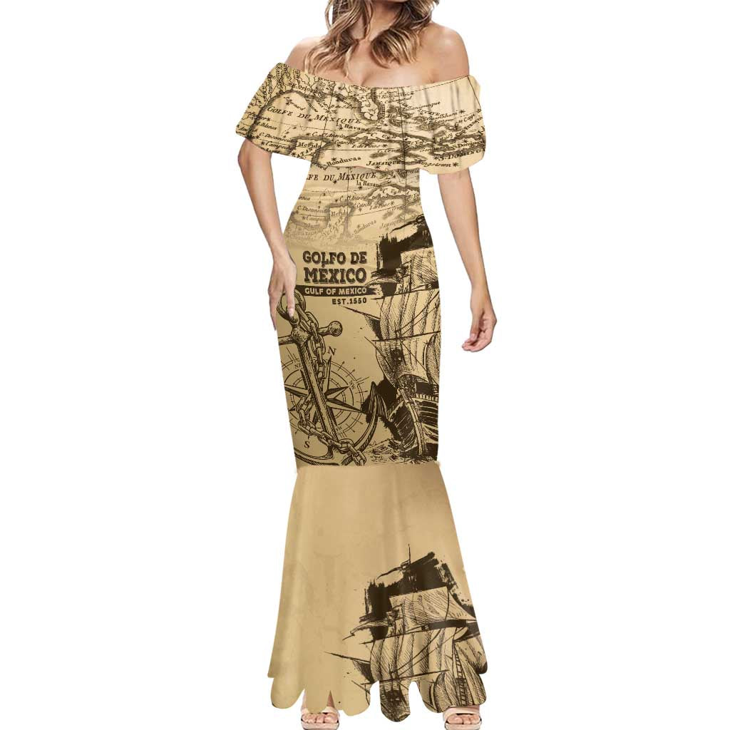 Gulf Of Mexico Vintage Map Est.1550 Mermaid Dress