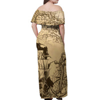 Gulf Of Mexico Vintage Map Est.1550 Off Shoulder Maxi Dress
