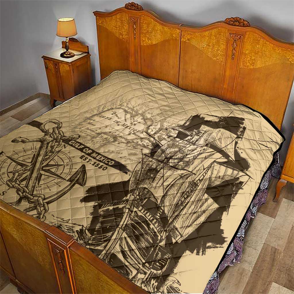 Gulf Of Mexico Vintage Map Est.1550 Quilt