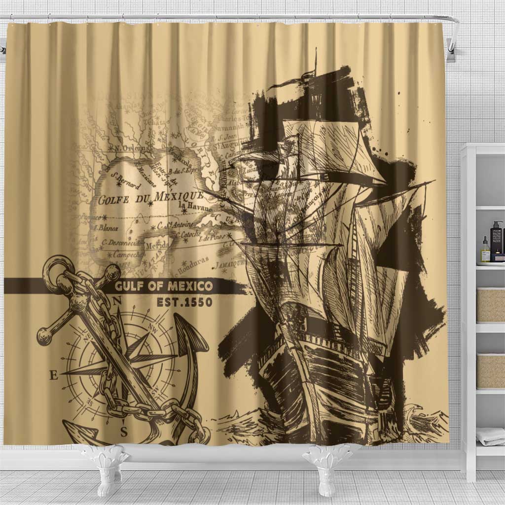 Gulf Of Mexico Vintage Map Est.1550 Shower Curtain