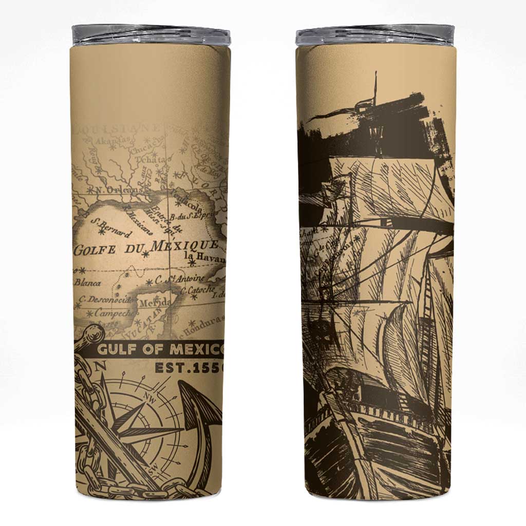 Gulf Of Mexico Vintage Map Est.1550 Skinny Tumbler