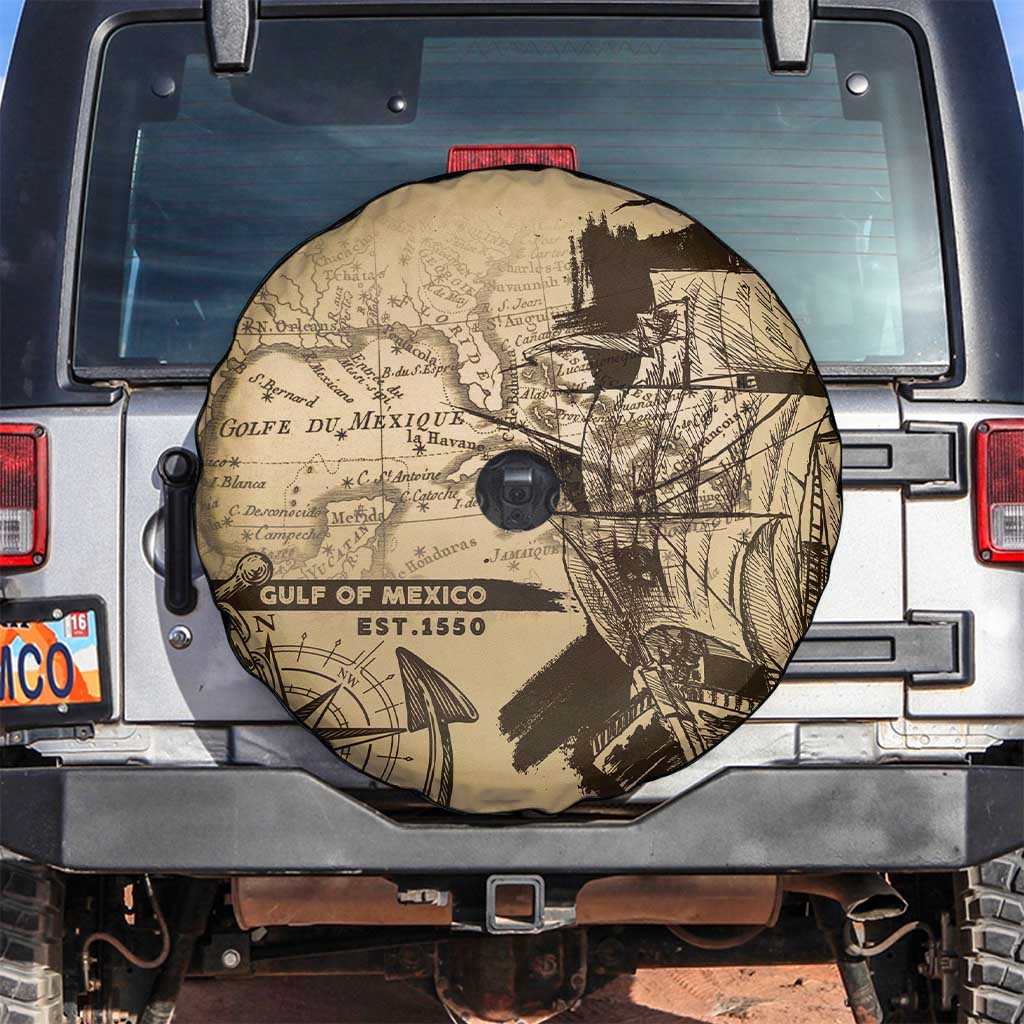 Gulf Of Mexico Vintage Map Est.1550 Spare Tire Cover