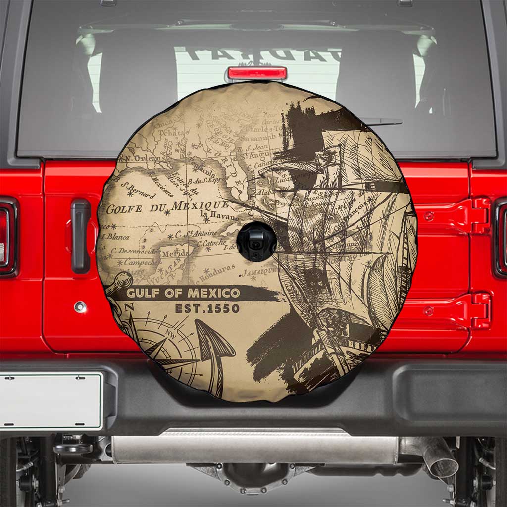 Gulf Of Mexico Vintage Map Est.1550 Spare Tire Cover