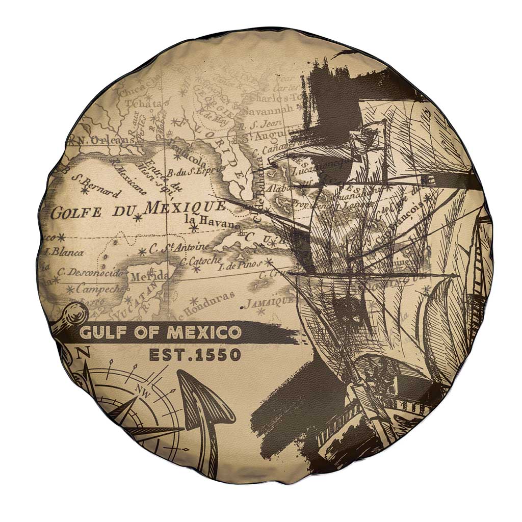Gulf Of Mexico Vintage Map Est.1550 Spare Tire Cover
