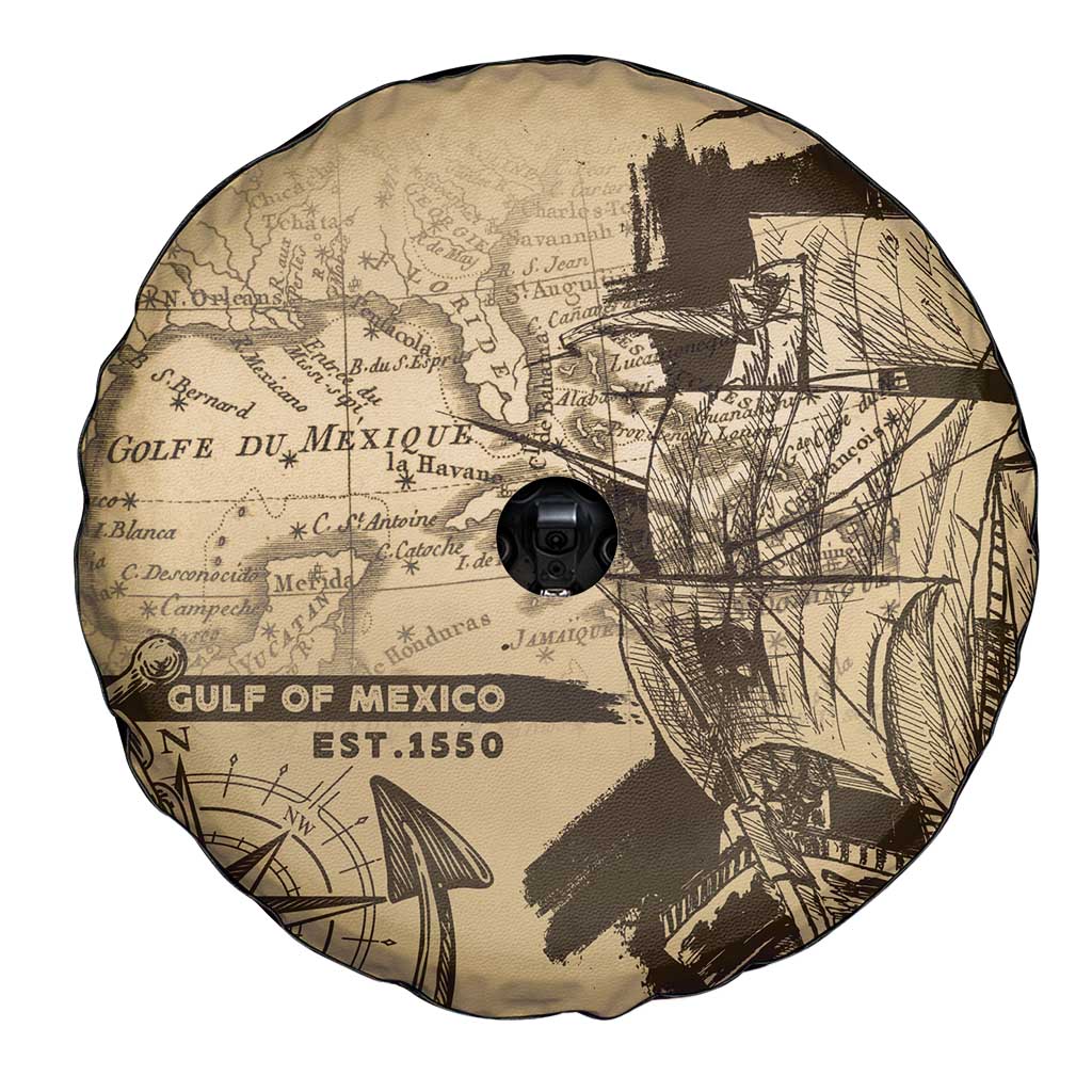 Gulf Of Mexico Vintage Map Est.1550 Spare Tire Cover
