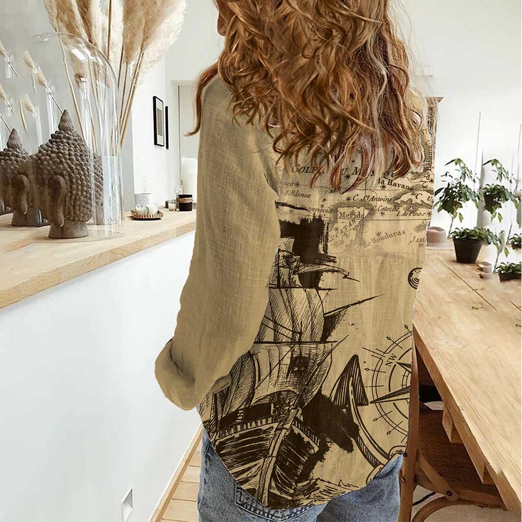Gulf Of Mexico Vintage Map Est.1550 Women Casual Shirt