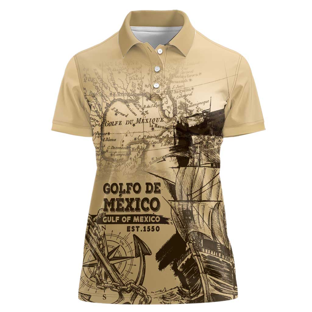 Gulf Of Mexico Vintage Map Est.1550 Women Polo Shirt