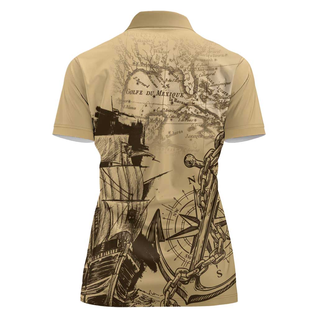 Gulf Of Mexico Vintage Map Est.1550 Women Polo Shirt