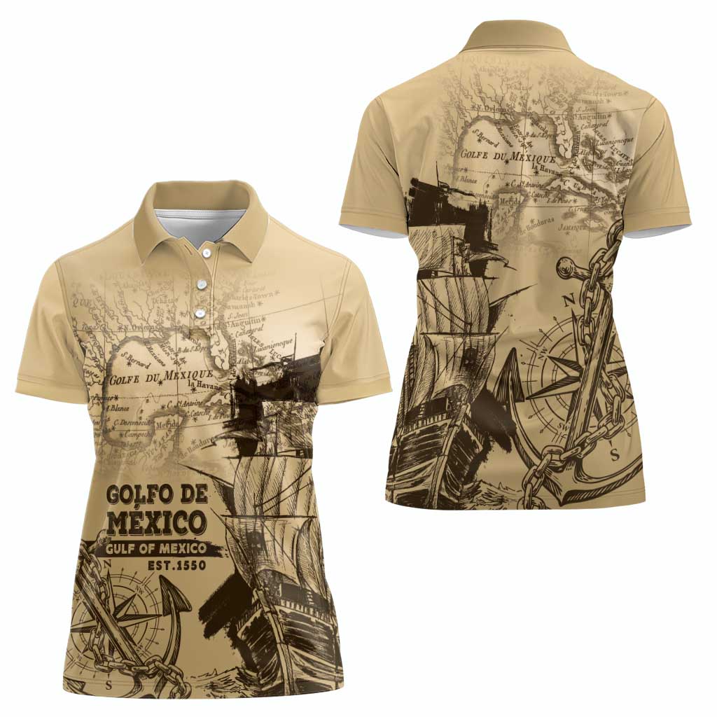 Gulf Of Mexico Vintage Map Est.1550 Women Polo Shirt