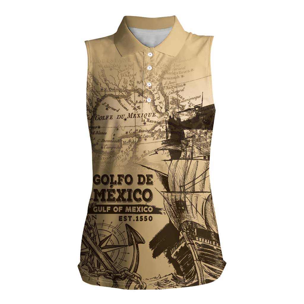 Gulf Of Mexico Vintage Map Est.1550 Women Sleeveless Polo Shirt