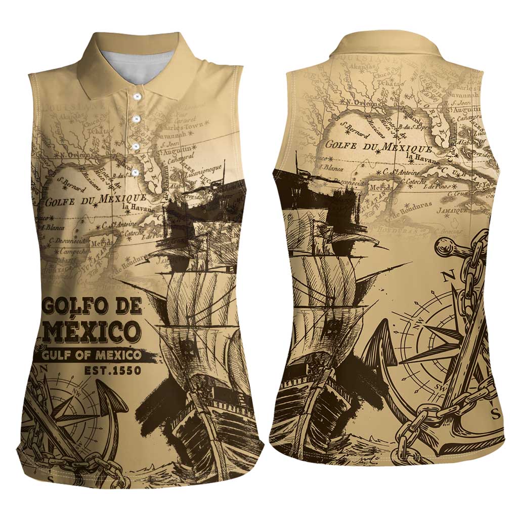 Gulf Of Mexico Vintage Map Est.1550 Women Sleeveless Polo Shirt