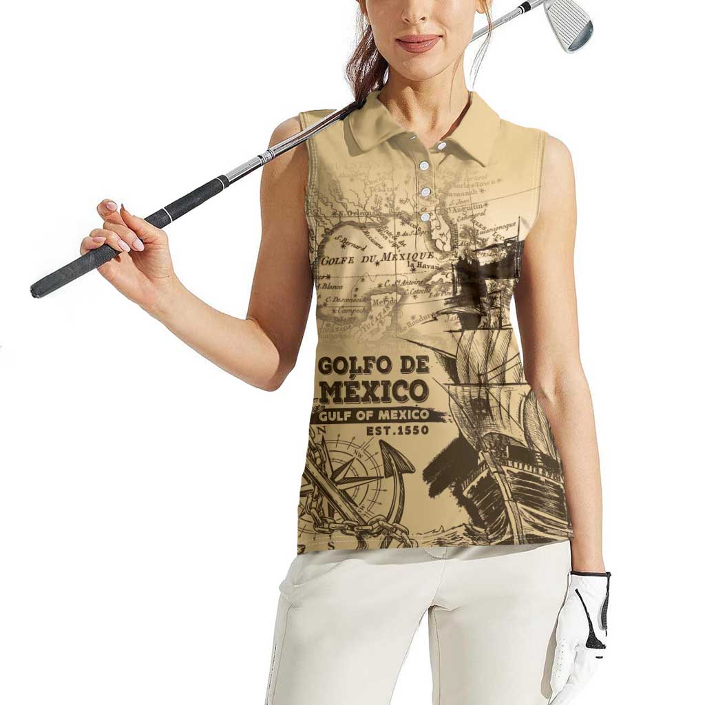 Gulf Of Mexico Vintage Map Est.1550 Women Sleeveless Polo Shirt
