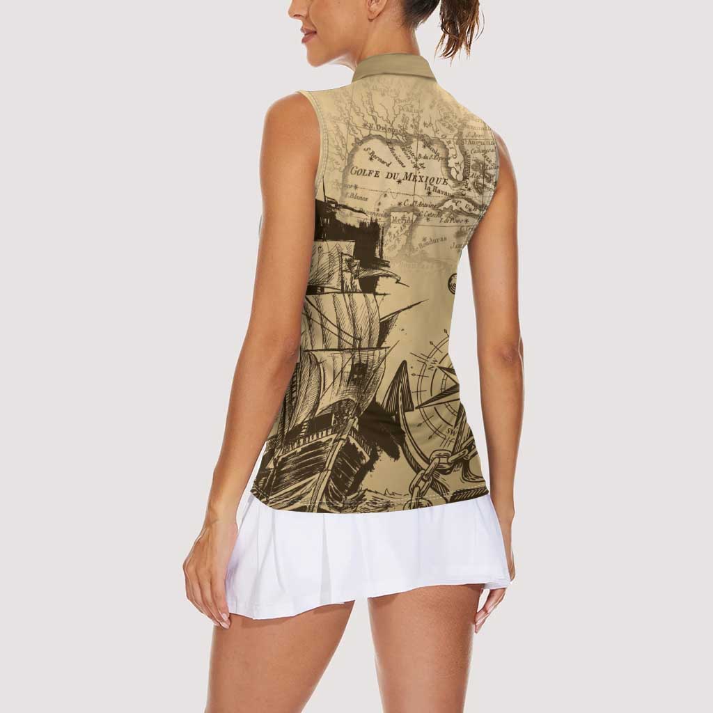 Gulf Of Mexico Vintage Map Est.1550 Women Sleeveless Polo Shirt