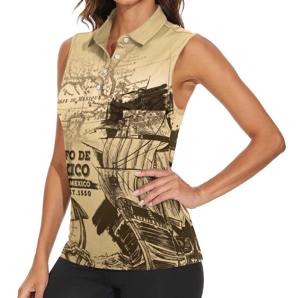 Gulf Of Mexico Vintage Map Est.1550 Women Sleeveless Polo Shirt