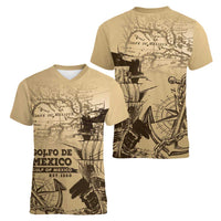 Gulf Of Mexico Vintage Map Est.1550 Women V-Neck T-Shirt