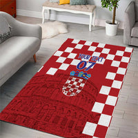 Croatia Football 2025 Custom Area Rug Red Hrvatska Kockasti - Pula Arena