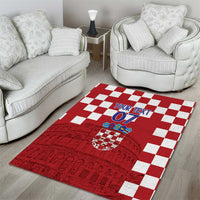 Croatia Football 2025 Custom Area Rug Red Hrvatska Kockasti - Pula Arena