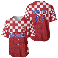 Croatia Football 2025 Custom Baseball Jersey Red Hrvatska Kockasti - Pula Arena