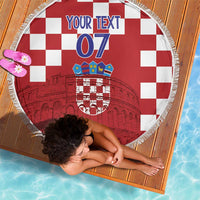 Croatia Football 2025 Custom Beach Blanket Red Hrvatska Kockasti - Pula Arena