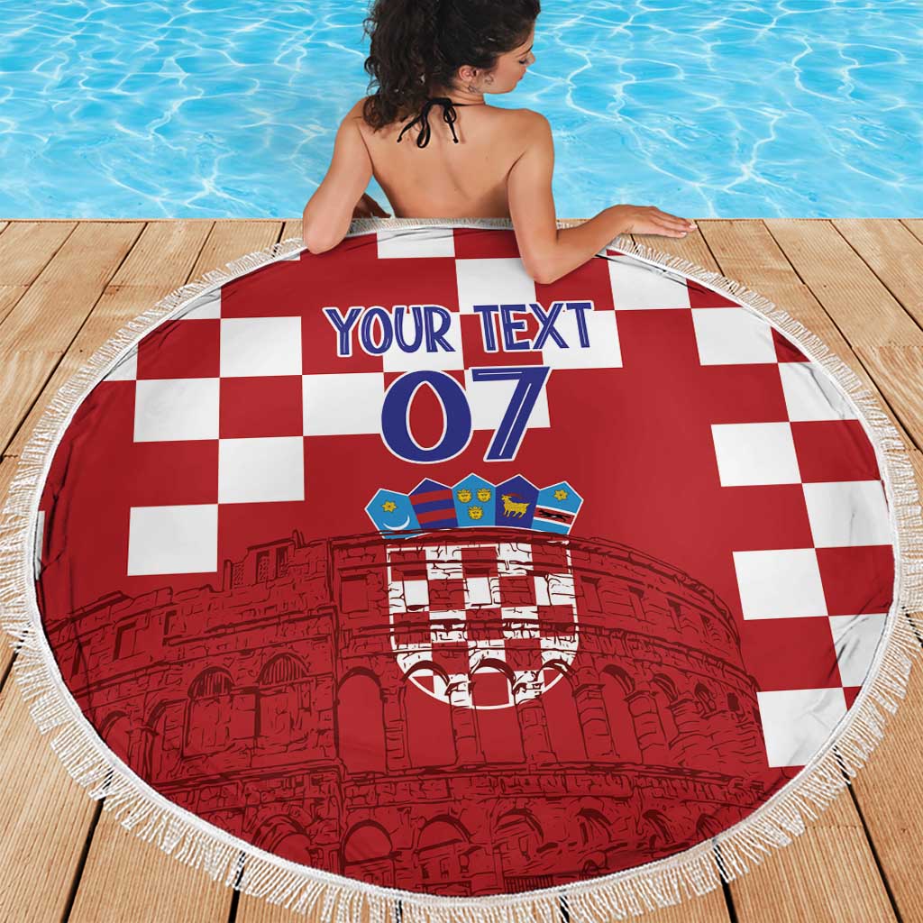 Croatia Football 2025 Custom Beach Blanket Red Hrvatska Kockasti - Pula Arena
