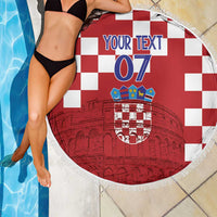 Croatia Football 2025 Custom Beach Blanket Red Hrvatska Kockasti - Pula Arena