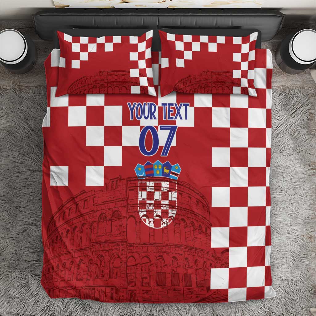 Croatia Football 2025 Custom Bedding Set Red Hrvatska Kockasti - Pula Arena