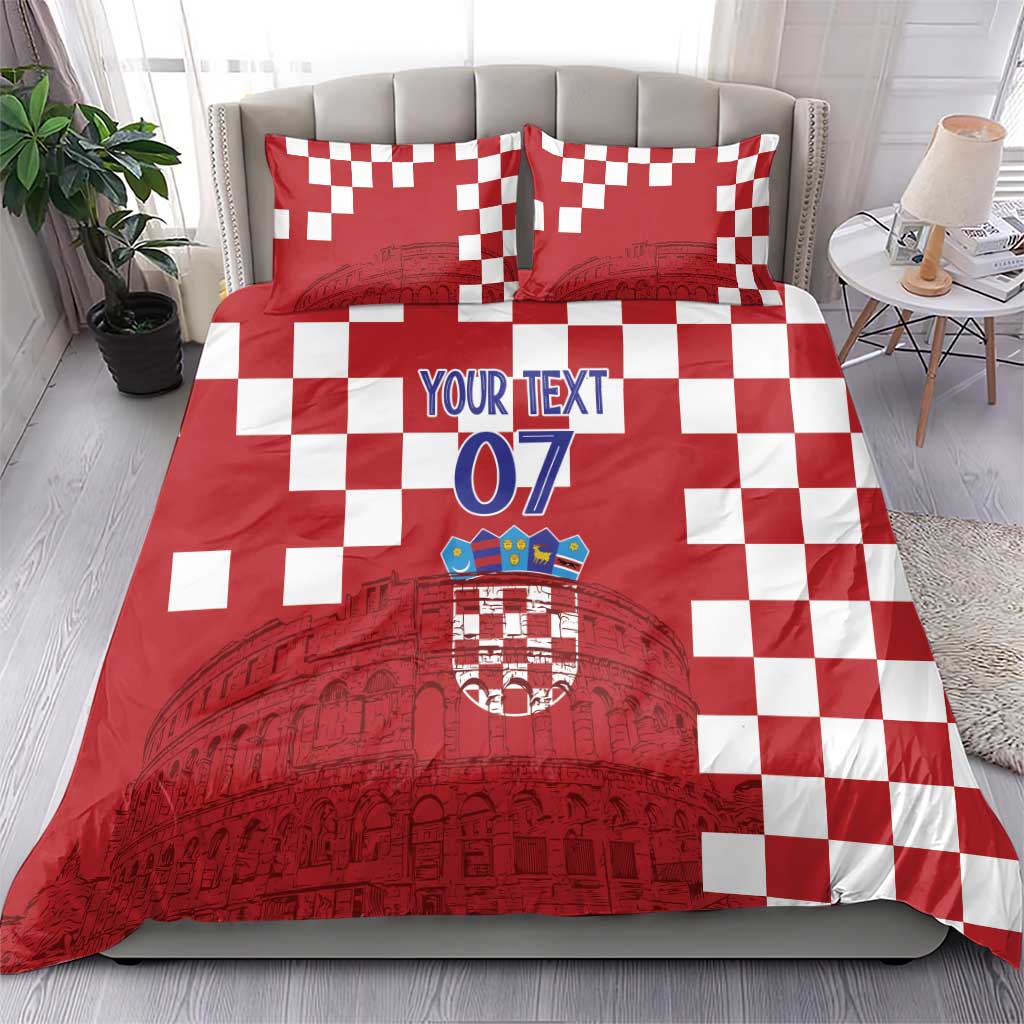 Croatia Football 2025 Custom Bedding Set Red Hrvatska Kockasti - Pula Arena