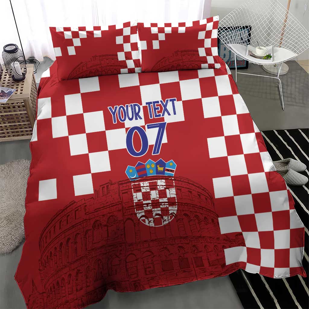 Croatia Football 2025 Custom Bedding Set Red Hrvatska Kockasti - Pula Arena