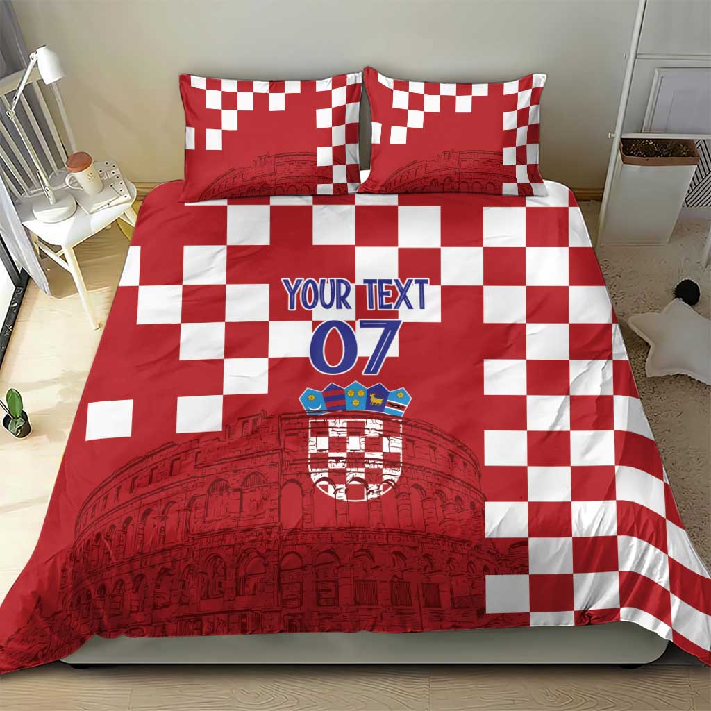 Croatia Football 2025 Custom Bedding Set Red Hrvatska Kockasti - Pula Arena