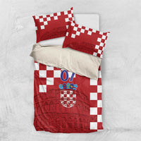 Croatia Football 2025 Custom Bedding Set Red Hrvatska Kockasti - Pula Arena