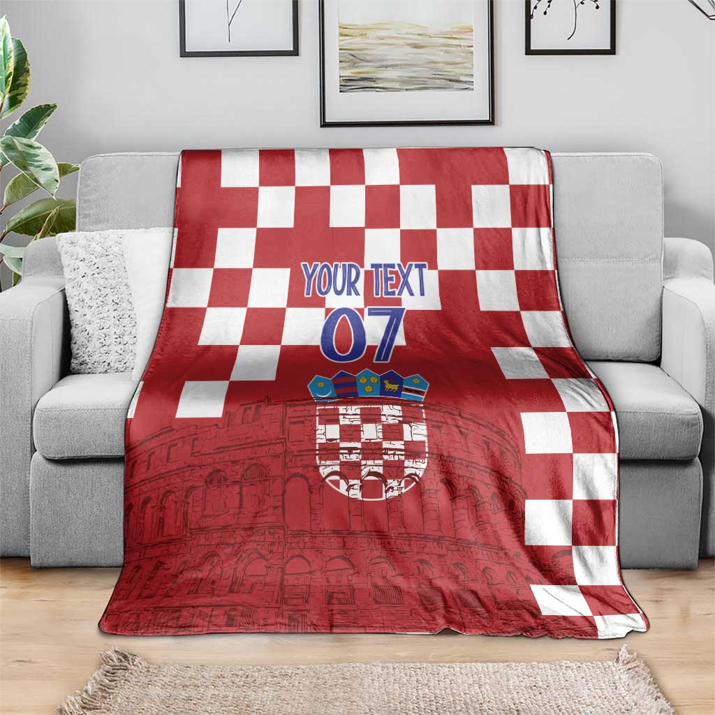 Croatia Football 2025 Custom Blanket Red Hrvatska Kockasti - Pula Arena