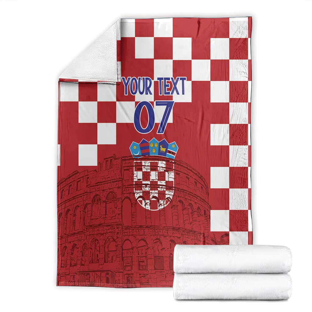 Croatia Football 2025 Custom Blanket Red Hrvatska Kockasti - Pula Arena