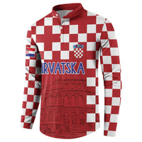 Croatia Football 2025 Custom Button Sweatshirt Red Hrvatska Kockasti - Pula Arena
