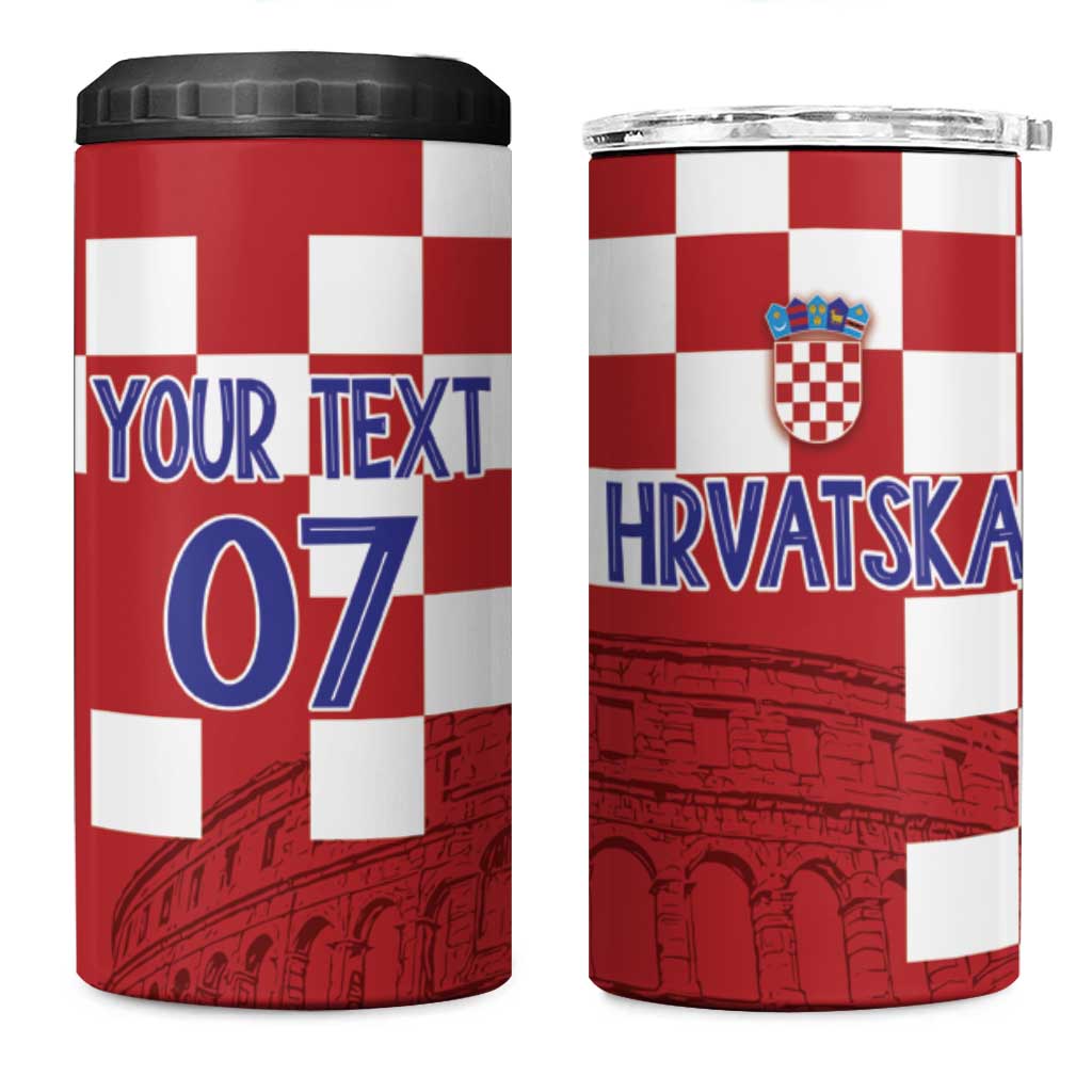 Croatia Football 2025 Custom 4 in 1 Can Cooler Tumbler Red Hrvatska Kockasti - Pula Arena