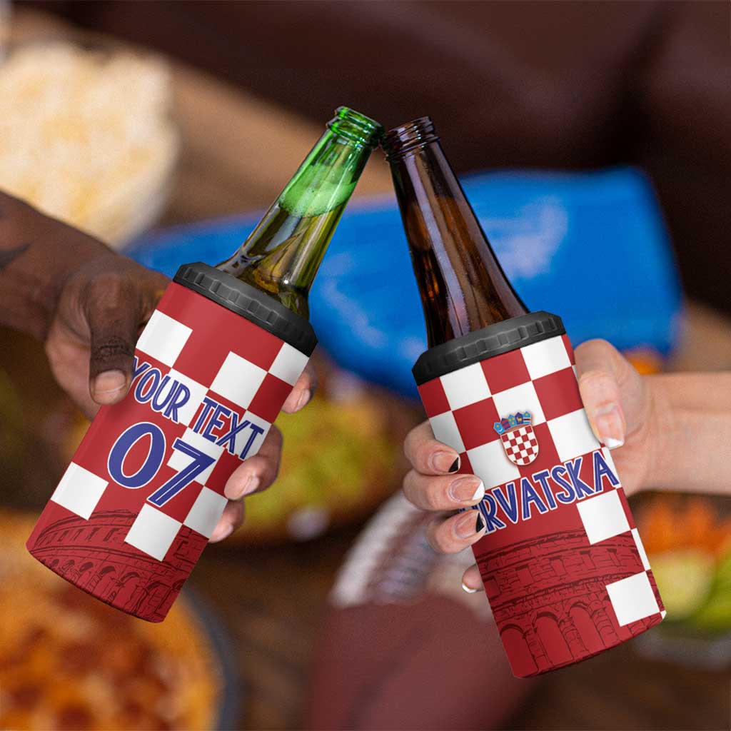 Croatia Football 2025 Custom 4 in 1 Can Cooler Tumbler Red Hrvatska Kockasti - Pula Arena