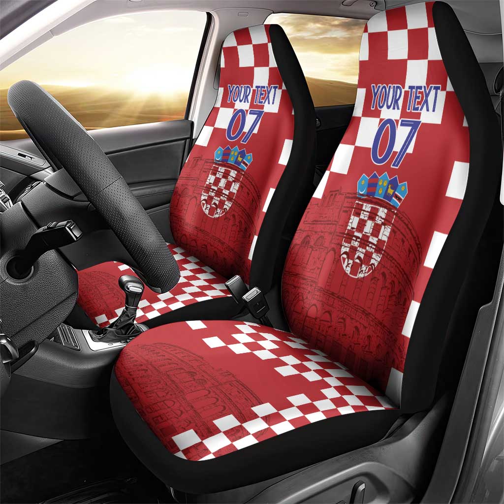 Croatia Football 2025 Custom Car Seat Cover Red Hrvatska Kockasti - Pula Arena