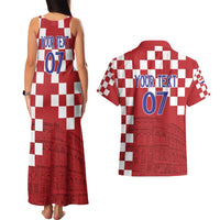 Croatia Football 2025 Custom Couples Matching Tank Maxi Dress and Hawaiian Shirt Red Hrvatska Kockasti - Pula Arena