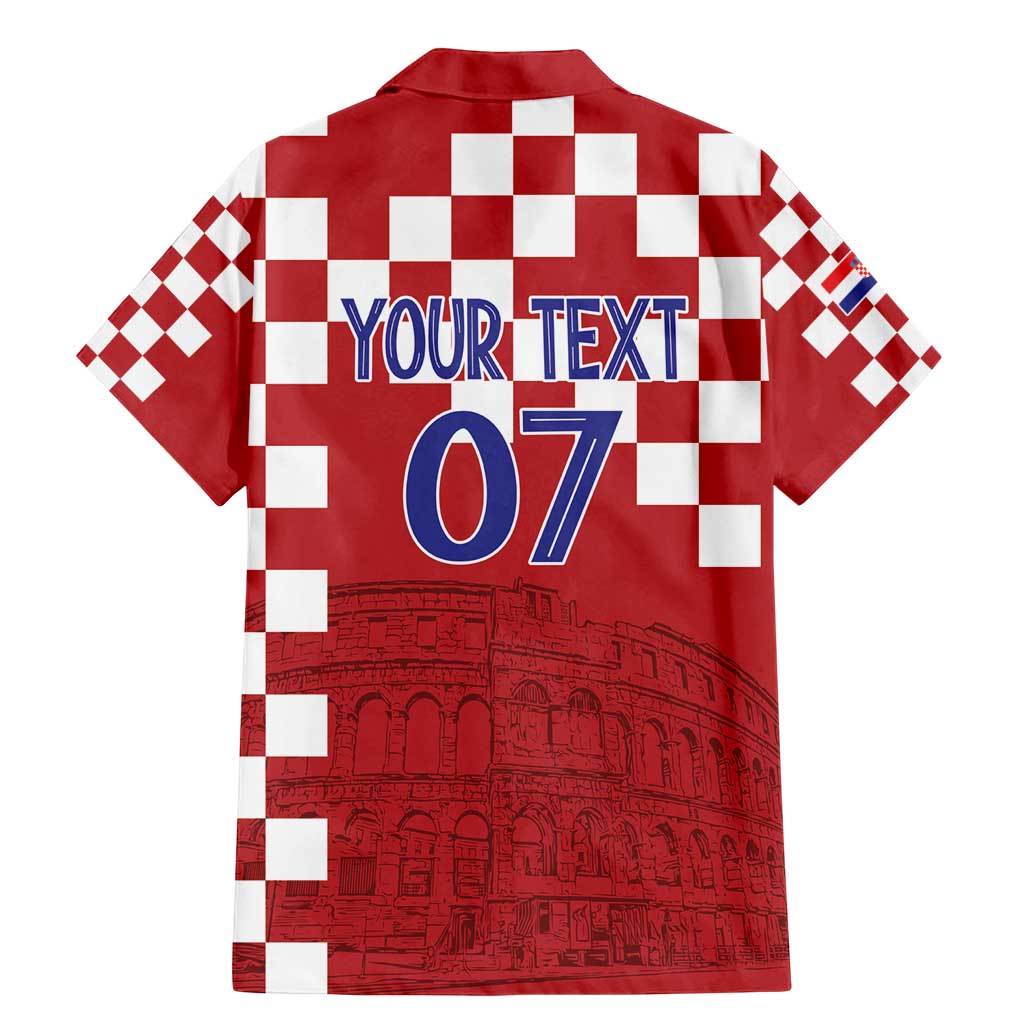 Croatia Football 2025 Custom Family Matching Mermaid Dress and Hawaiian Shirt Red Hrvatska Kockasti - Pula Arena