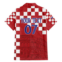 Croatia Football 2025 Custom Family Matching Mermaid Dress and Hawaiian Shirt Red Hrvatska Kockasti - Pula Arena