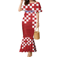 Croatia Football 2025 Custom Family Matching Mermaid Dress and Hawaiian Shirt Red Hrvatska Kockasti - Pula Arena