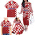 Croatia Football 2025 Custom Family Matching Off The Shoulder Long Sleeve Dress and Hawaiian Shirt Red Hrvatska Kockasti - Pula Arena
