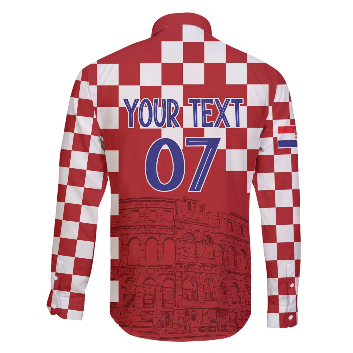 Croatia Football 2025 Custom Family Matching Off The Shoulder Long Sleeve Dress and Hawaiian Shirt Red Hrvatska Kockasti - Pula Arena