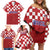 Croatia Football 2025 Custom Family Matching Off Shoulder Short Dress and Hawaiian Shirt Red Hrvatska Kockasti - Pula Arena